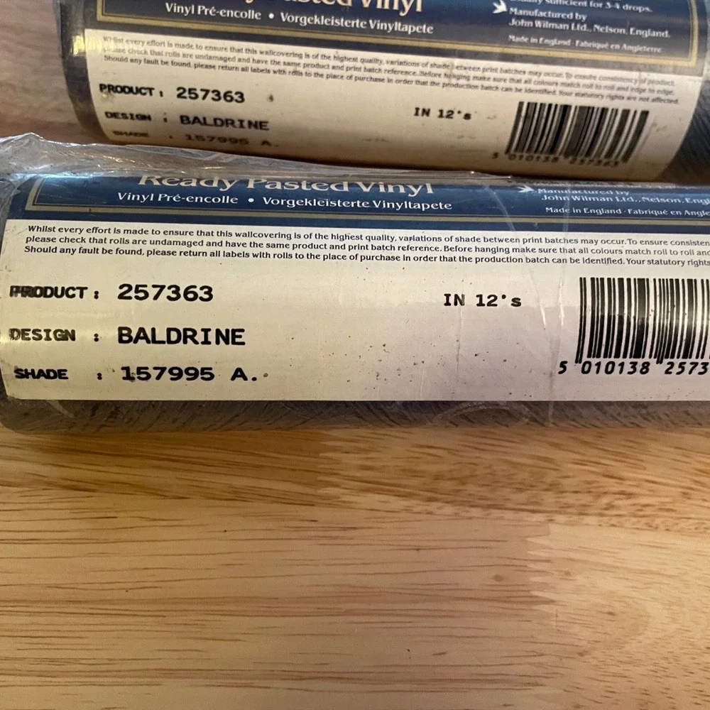 Coloroll Baldrine Ready Pasted Vinyl Wallpaper 257363 Blue Silver Purple 3 Rolls